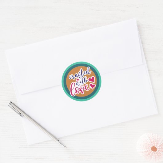 Vervaardigd met liefde ronde sticker (Envelop)