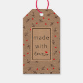 Vervaardigd met liefdeshart op Kraft Paper CadeauL Cadeaulabel (Voorkant)