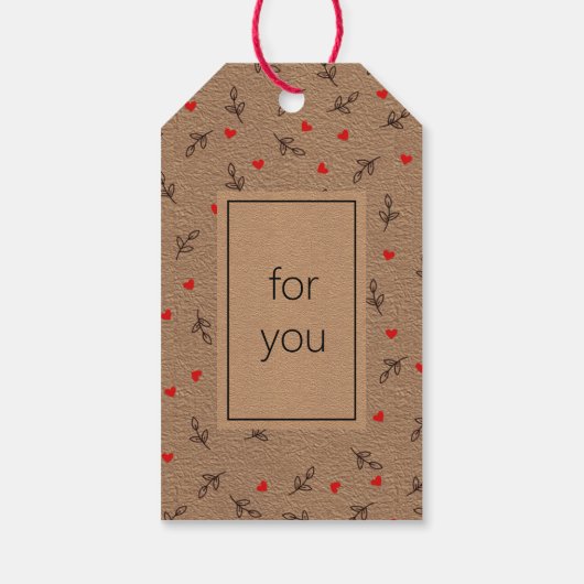 Vervaardigd met liefdeshart op Kraft Paper CadeauL Cadeaulabel (Achterkant)