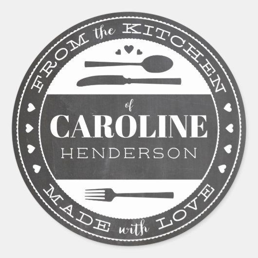 Vervaardigd met liefdeskarton voedselcadeau-ronde- ronde sticker (Voorkant)