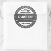 Vervaardigd met liefdeskarton voedselcadeau-ronde- ronde sticker (Tas)