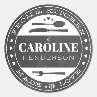 Vervaardigd met liefdeskarton voedselcadeau-ronde- ronde sticker