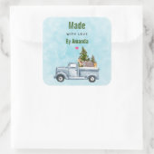 Vervaardigd met liefdeskersttruck met bosdieren vierkante sticker (Tas)