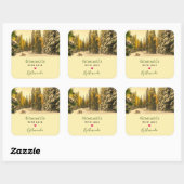 Vervaardigd met liefdessneeuw bedekte pijnbomen vierkante sticker (Vel)