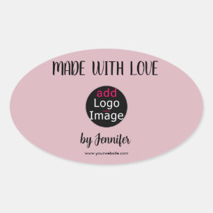 Vervaardigd met Love Professional Custom Dusty Roo Ovale Sticker