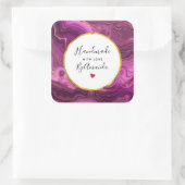 Vervaardigd met Paarse en gouden Abstracte liefdes Vierkante Sticker (Tas)