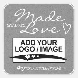 Vervaardigd met Sjabloon Kraft Paper Grey uit Love Vierkante Sticker
