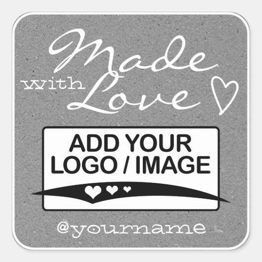 Vervaardigd met Sjabloon Kraft Paper Grey uit Love Vierkante Sticker (Voorkant)