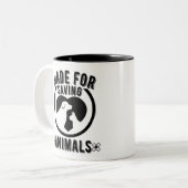 Vervaardigd voor het redden van dieren met de tech tweekleurige koffiemok (Voorkant links)