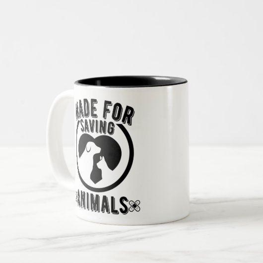 Vervaardigd voor het redden van dieren met de tech tweekleurige koffiemok (Voorkant links)