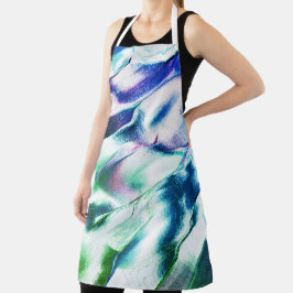 Vervaardiging uit matte metalen, groen tot blauw,  schort