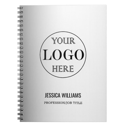 Vervagde grijze achtergrond aangepaste logo bedrij notitieboek (Voorkant)