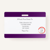 Vervagen, donkere Paarse ID-kaart (horizontaal) Badge (Achterkant)