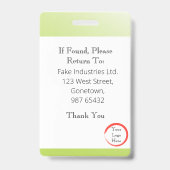 Vervagen groene identiteitskaart van de Leegheid ( Badge (Achterkant)