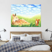 Vervagen in de Grass Illustratie Canvas Afdruk (Insitu (Slaapkamer))