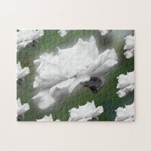 Vervagen naar groen, witte roze digitale collage legpuzzel