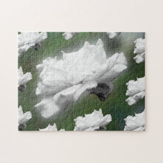 Vervagen naar groen, witte roze digitale collage legpuzzel