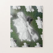 Vervagen naar groen, witte roze digitale collage legpuzzel (Verticaal)