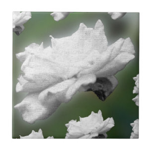 Vervagen naar groen, witte roze digitale collage tegeltje