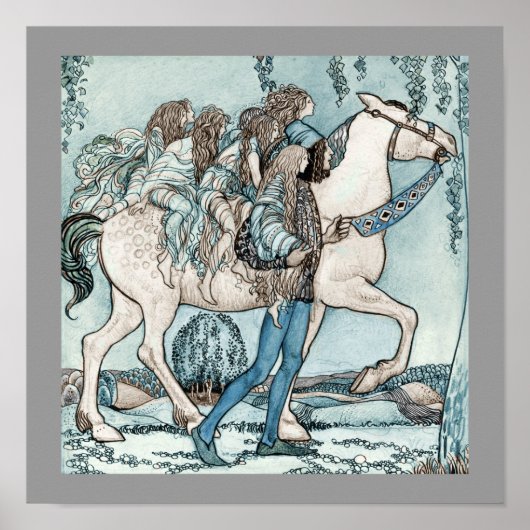 Vervagen op witte paarden poster (Voorkant)