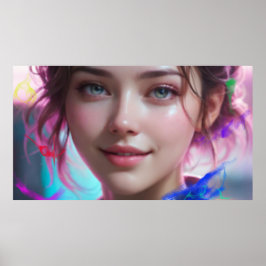 Vervagend Meisje  Portret van Lachend Meisje Poster