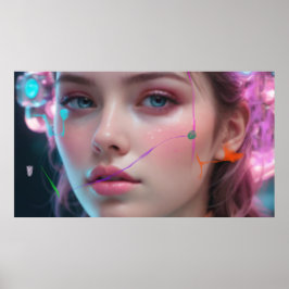 Vervagend Meisjesportret  Kleurrijke Bokeh Poster