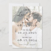 Vervagende foto Ons liefdesverhaal Tijdlijn Trouwd Save The Date (Voorkant)