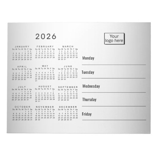 Vervagende grijze achtergrond aangepaste logo 2026 notitieblok (Voorkant)