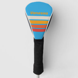 Vervagende Surfblauw over Strepen met Naam Golfheadcover