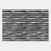 Vervagende Zwarte Witte Krabbel Strepen Inpakpapier Vel (Voorkant)