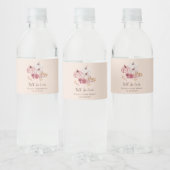Verval in liefde Boho Roze Pompoen Bruidsfeest Waterfles Etiket (Flessen)
