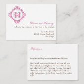  verval roze bruiloft receptie behuizing informatiekaartje (Voorkant / Achterkant)