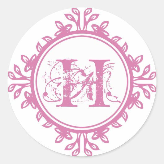 verval roze monogram label bruiloft gunst (Voorkant)