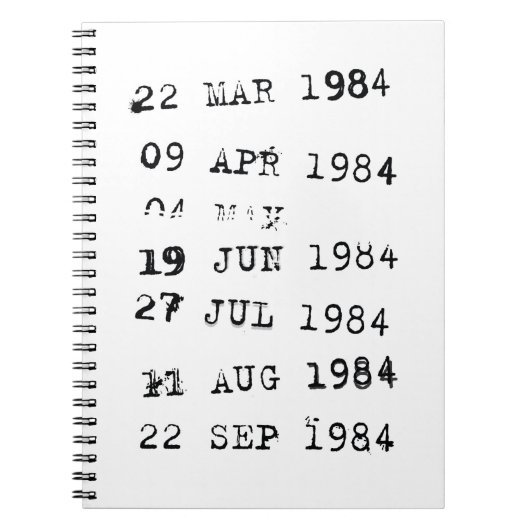 Vervaldatum bibliotheek 1984 notitieboek (Voorkant)