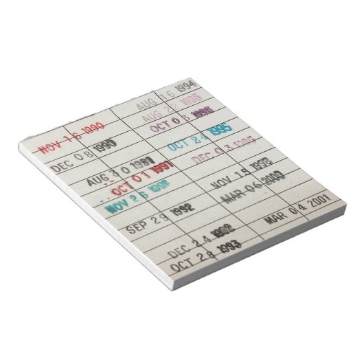 Vervaldatum  bibliotheek notitieblok (Schuin)