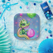 Vervaldatum waterdraak met ballonnen papieren bordje (Feest)