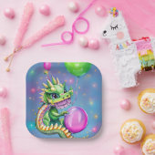 Vervaldatum waterdraak met ballonnen papieren bordje (Feest)