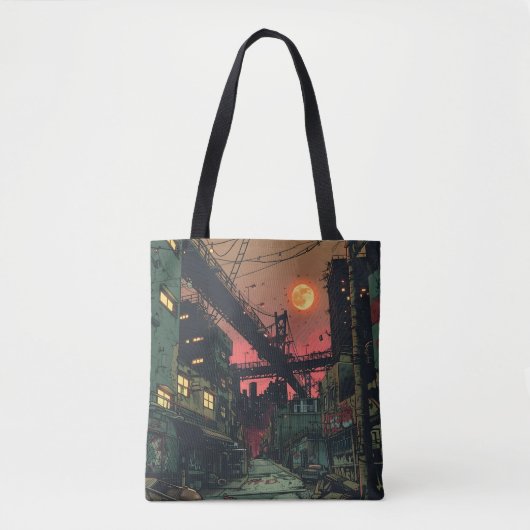Vervallen stripstad tote bag (Voorkant)