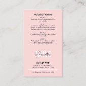 Vervalste nagels Zorggids & Toepassing Blush Pink Visitekaartje (Achterkant)