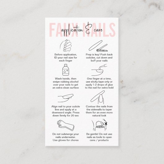 Vervalste nagels Zorggids & Toepassing Blush Pink Visitekaartje (Voorkant)
