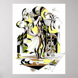 Vervalste zwaard inkt kunst poster