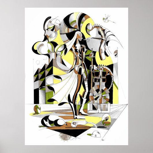 Vervalste zwaard inkt kunst poster (Voorkant)