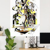 Vervalste zwaard inkt kunst poster (Thuiskantoor)