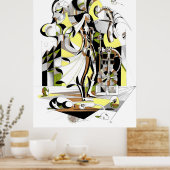 Vervalste zwaard inkt kunst poster (Keuken)