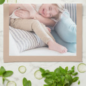 Vervang deze door je foto, tan border theedoek (Gevouwen)