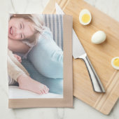 Vervang deze door je foto, tan border theedoek (Quarter Fold)