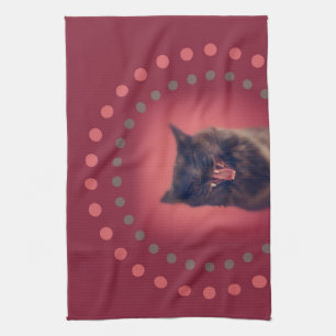 Vervang je gezicht met een handdoek met een katten