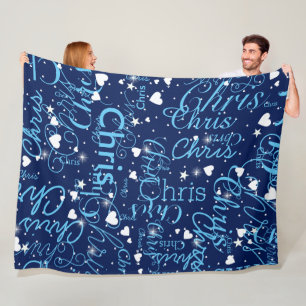 Vervang jouw naam sjabloon girly blauw fleece deken