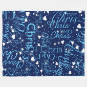 Vervang jouw naam sjabloon girly blauw fleece deken (Voorkant (Horizontaal))