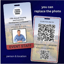 Vervang Locatie Foto Persoon Foto Conferentie Badge